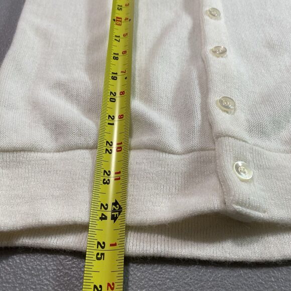 Vintage SPORTSWEAR Cardigan Sweater V Neck Button Front Long Sleeve Mens S Cream - Picture 8 of 9